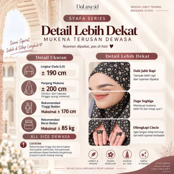 Mukena Terusan Dewasa Premium Syafa Series
