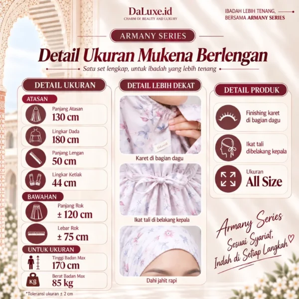 Mukena Setelan Berlengan Dewasa Motif Armany Series